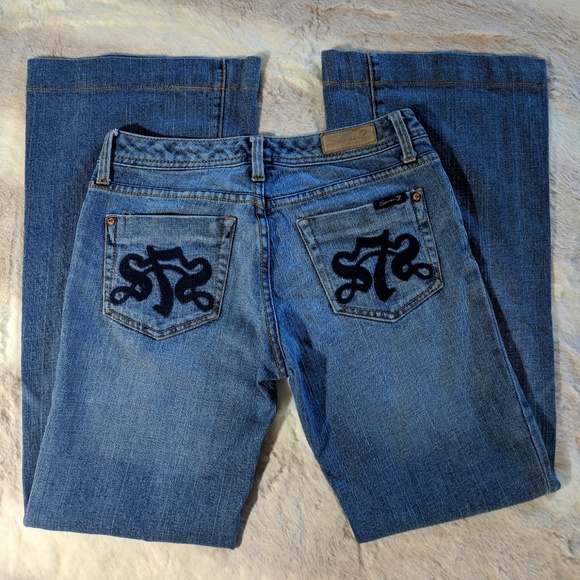 SEVEN7 Super Wide Leg Low Rise Distressed Jeans 26 - Picture 1 of 7